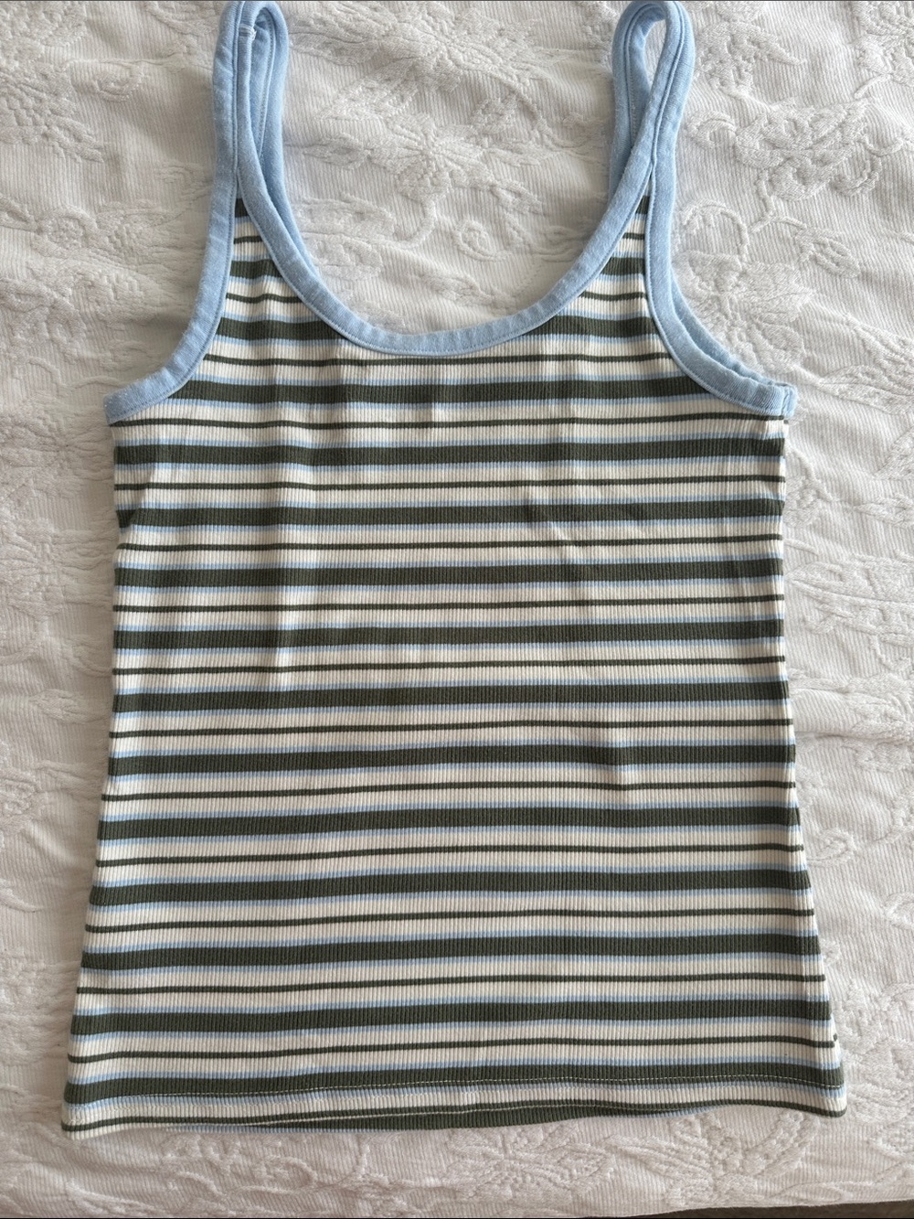 Aerie Striped Tank Top with Light Blue Trim - Women's